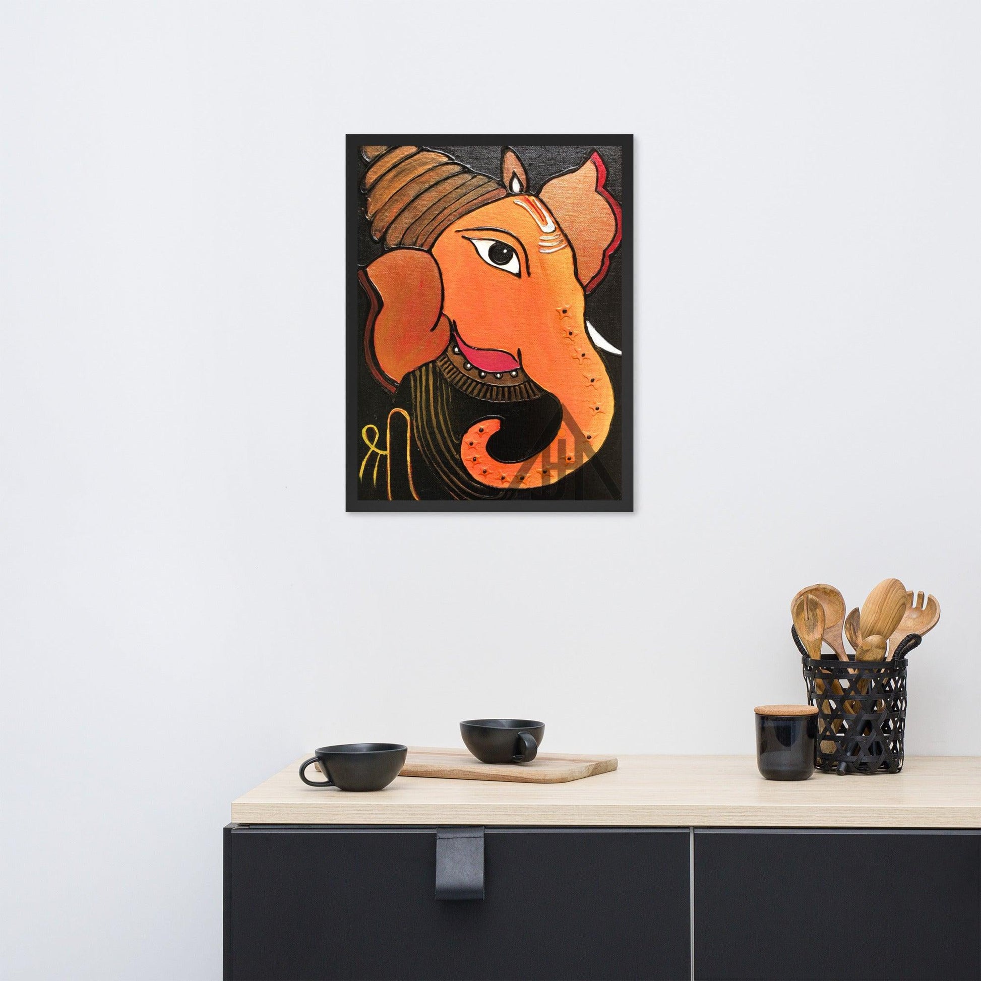Orange Lord Ganesha Painting Print - JAI HO INDIA