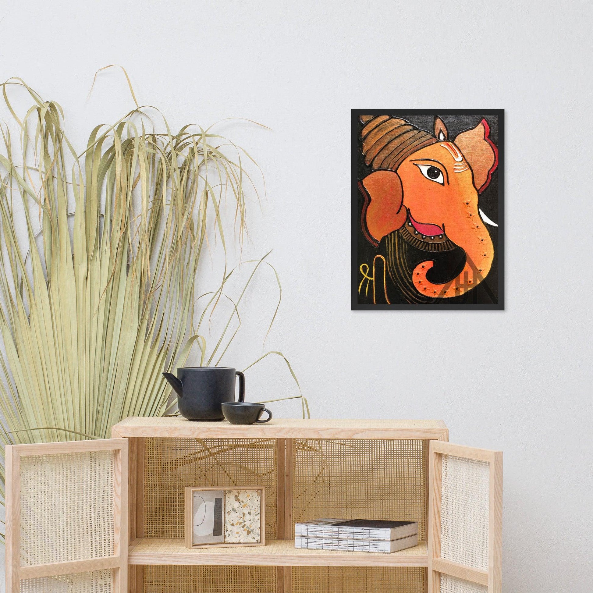 Orange Lord Ganesha Painting Print - JAI HO INDIA