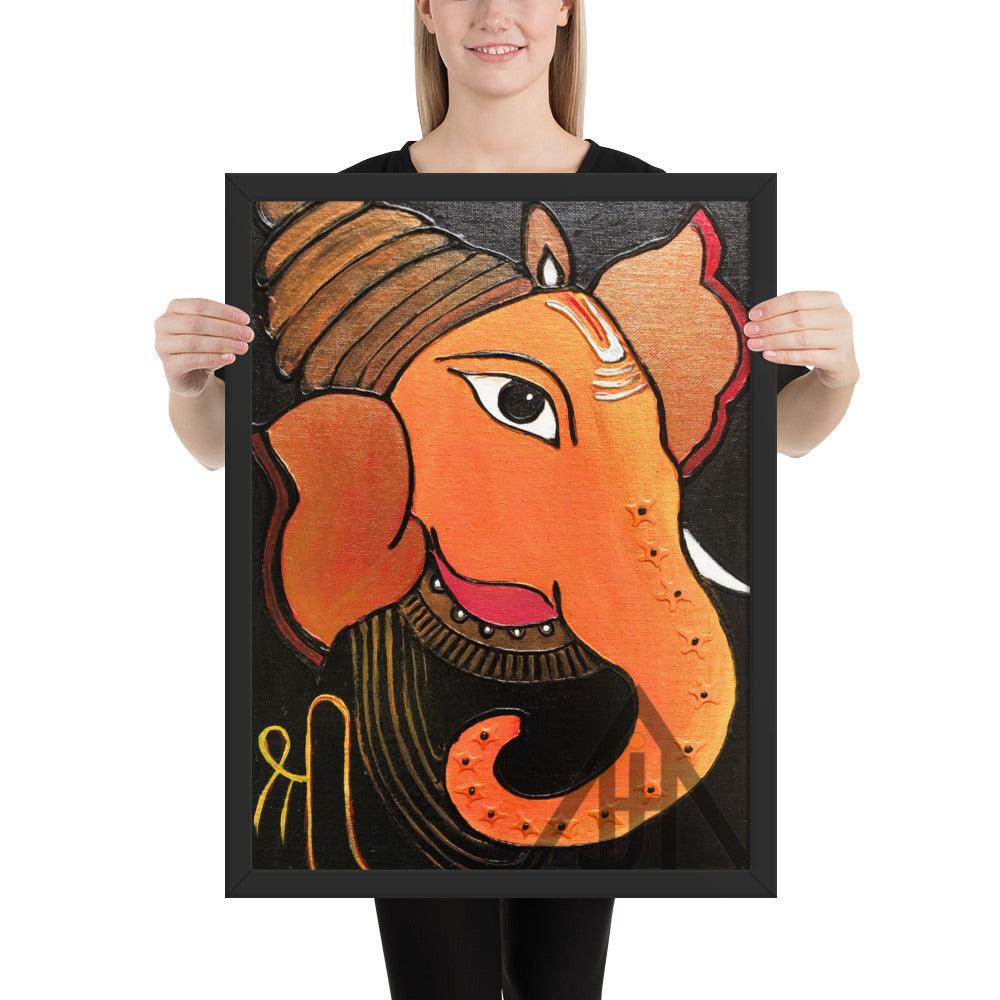 Orange Lord Ganesha Painting Print - JAI HO INDIA