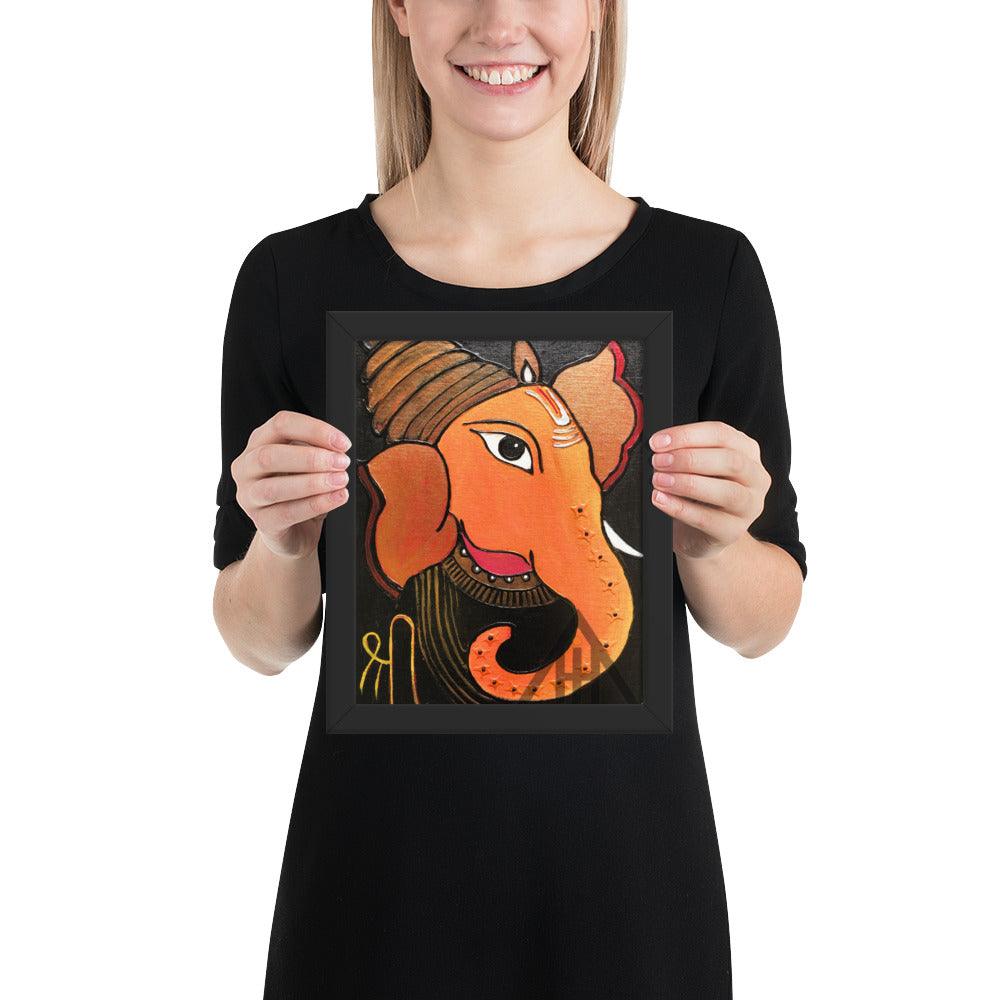 Orange Lord Ganesha Painting Print - JAI HO INDIA