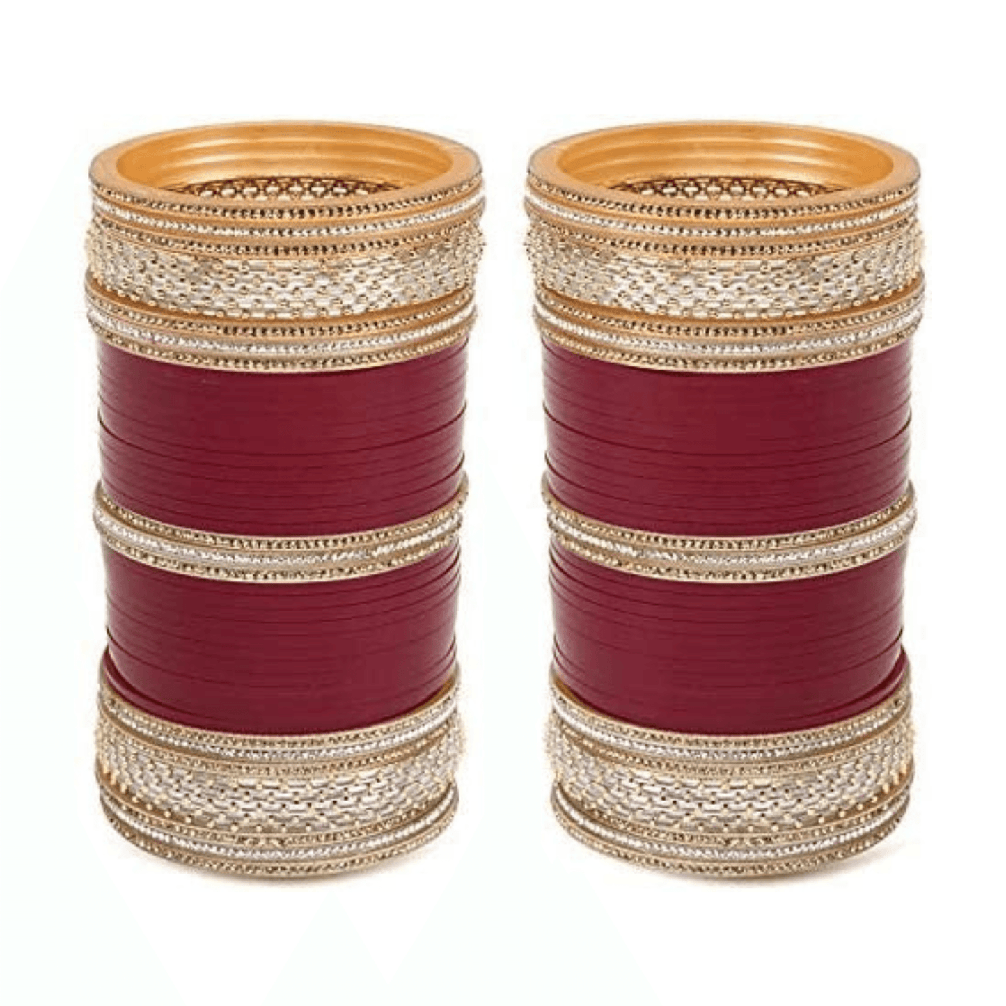 Maroon Punjabi Bridal Chooda Wedding Bangles Set - JAI HO INDIA