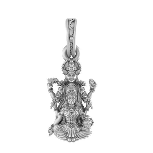 Vishnu Laxmi Sterling Silver Pendant - JAI HO INDIA