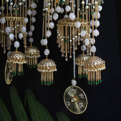 Royal Pearl Kundan Green Bridal Kaleera