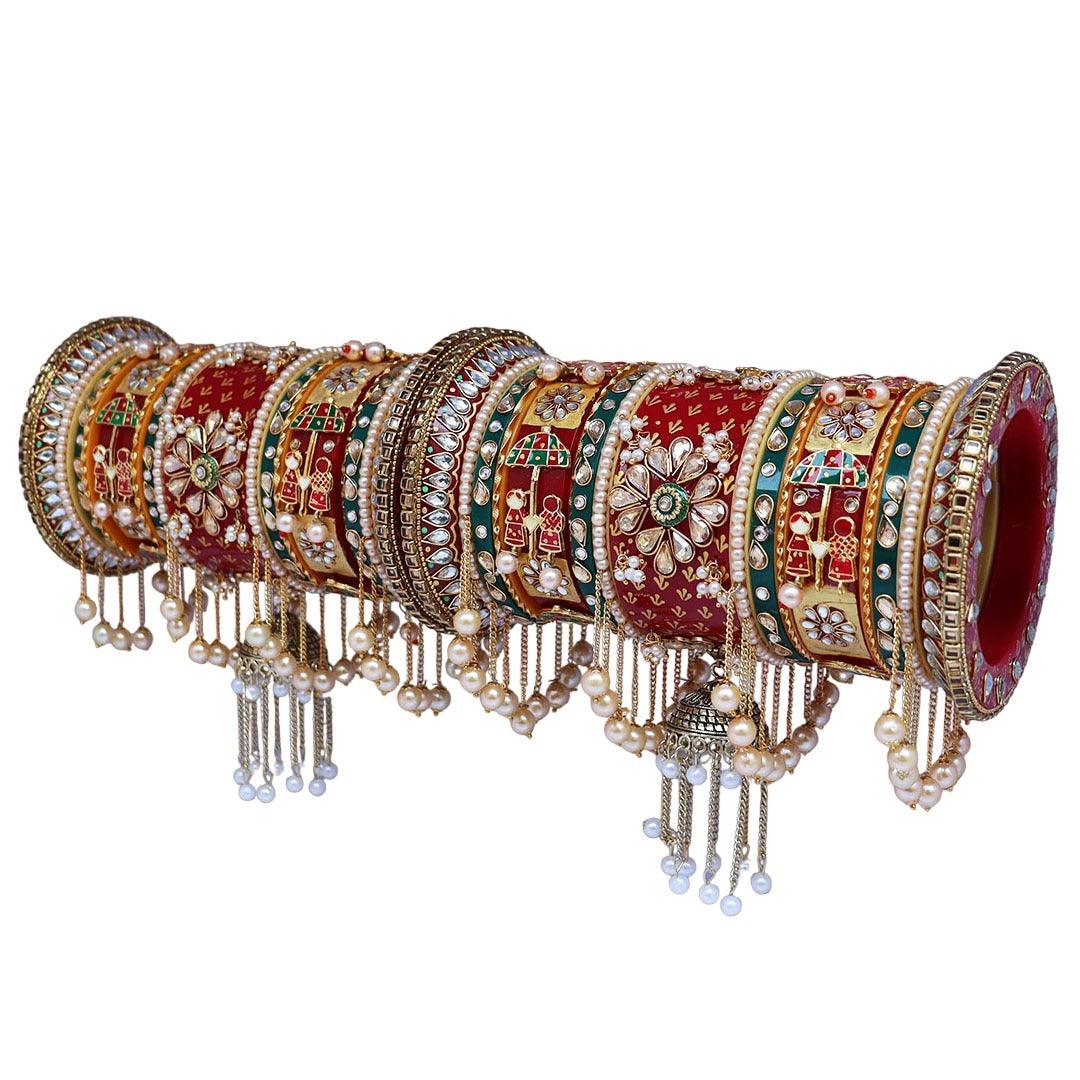 Royal Bridal Kada Chooda With Charms Wedding Bangles Set Punjabi Wedding Chuda Set For Indian Wedding - JAI HO INDIA