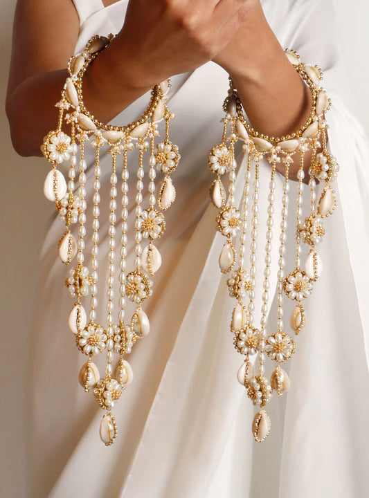 Long Shells Pearl White Kaleera With Kada