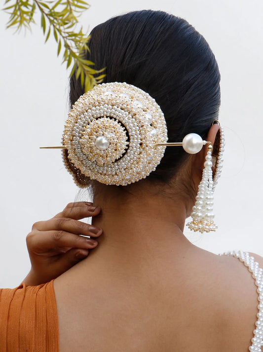 Traditional Pearls Bridal Hair Bun