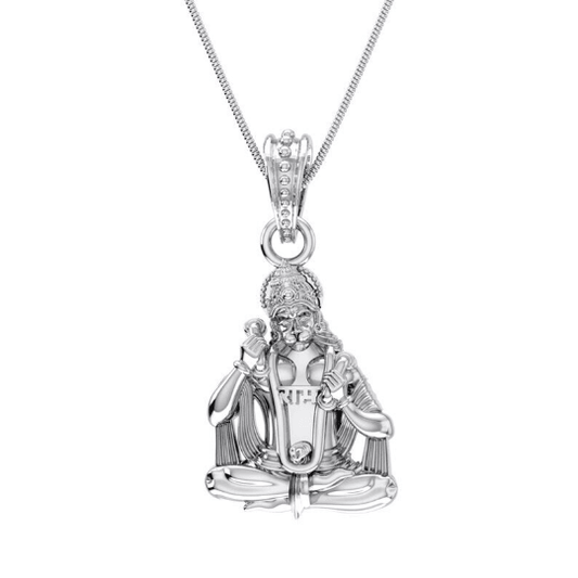 Hanuman Playing Khartal Sterling Silver Pendant - JAI HO INDIA