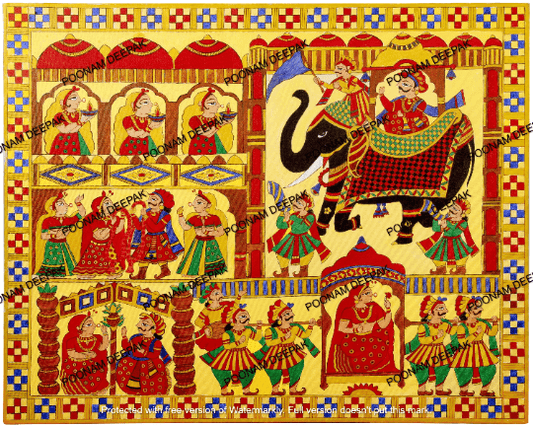 Indian Wedding Painting Canvas Print By Poonam Deepak - JAI HO INDIA