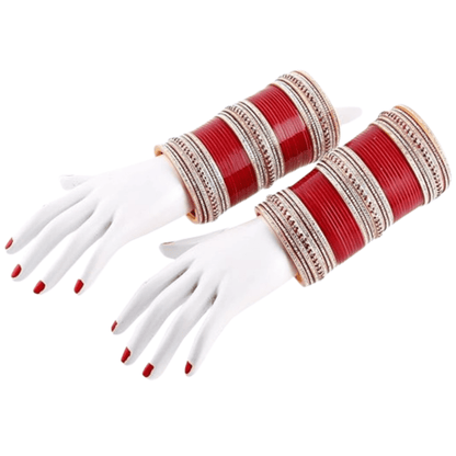 Maroon Silver Bridal Chooda Wedding Bangles Set Punjabi Wedding Chuda Set For Indian Wedding - JAI HO INDIA