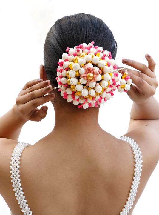 Traditional Floral Hair Bun Accessory