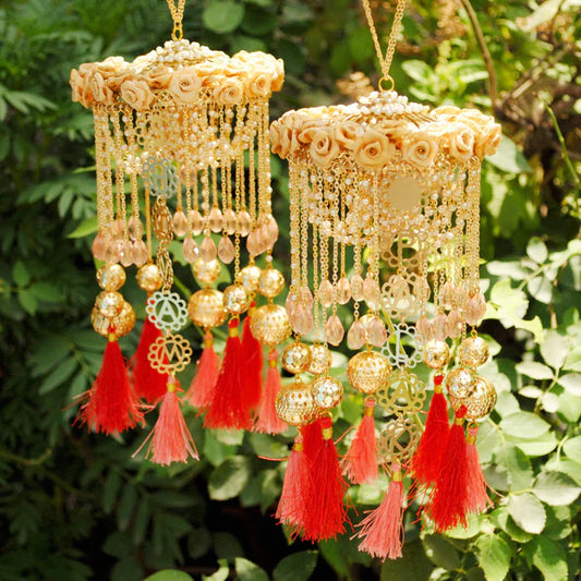 Red Tassel Personalized Couple Names Floral Kaleera