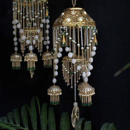 Royal Pearl Kundan Green Bridal Kaleera