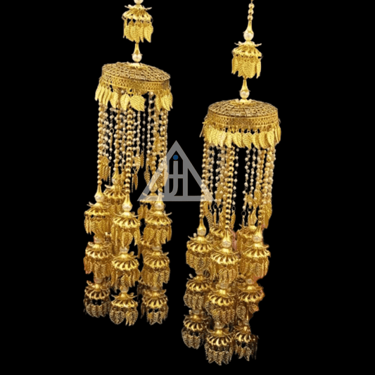 Long Golden Bridal Kaleeras Wedding Bangle Charms Bridal Punjabi Kalira For Indian Wedding - JAI HO INDIA