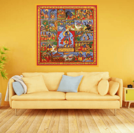 Krishna Lila Original Painting Canvas Print By Poonam Deepak Wadhawan - JAI HO INDIA