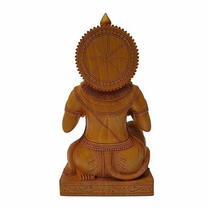 Hand Engraved Wooden Lord Hanuman Open Chest Idol 8.5 inches Wood Hanuman Statue - JAI HO INDIA