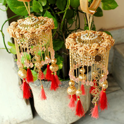 Red Tassel Personalized Couple Names Floral Kaleera