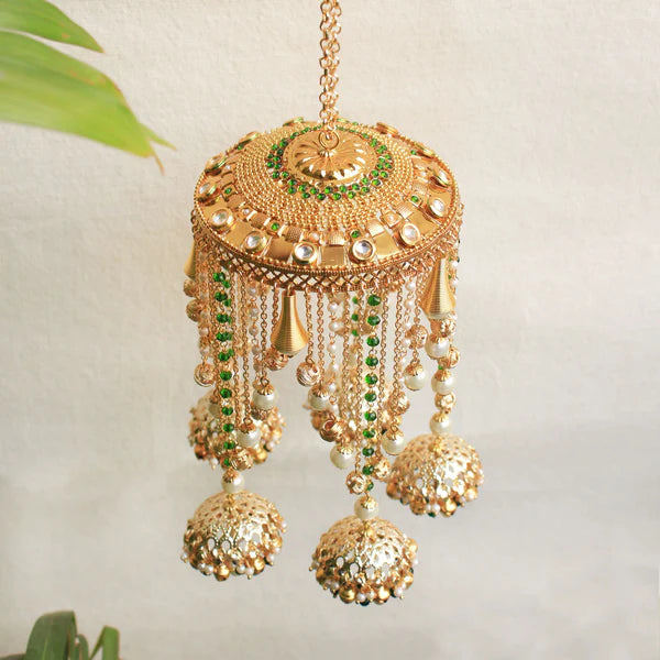 Beautiful Green Bridal Kaleera With Pearls