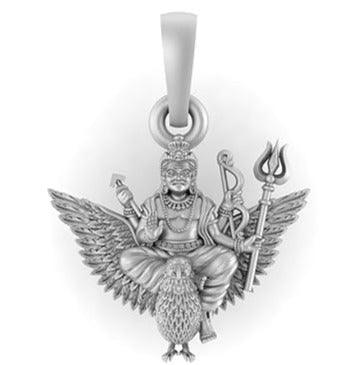 Shani Dev Maharaj Sterling Silver Pendant - JAI HO INDIA