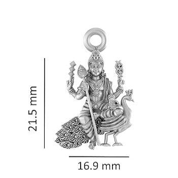 God Kartikeya Sterling Silver Pendant - JAI HO INDIA