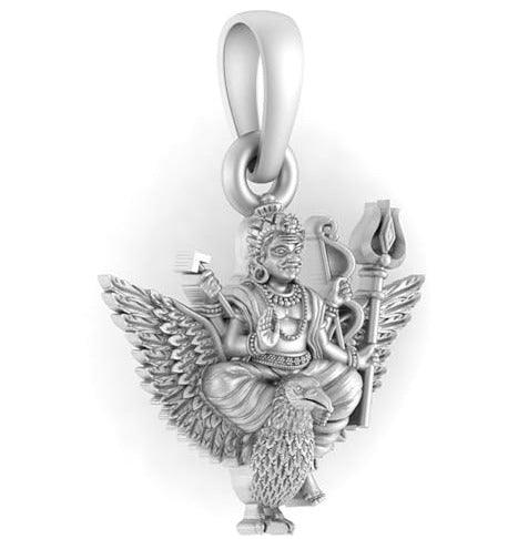 Shani Dev Maharaj Sterling Silver Pendant - JAI HO INDIA