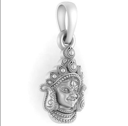 Goddess Durga Maa On Lion Sterling Silver Pendant - JAI HO INDIA