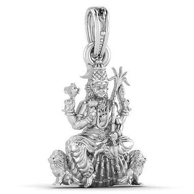 Goddess Maa Lalitha Parameswari/Maa Kamakshi Sterling Silver Pendant - JAI HO INDIA