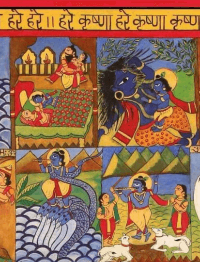 Krishna Lila Original Painting Canvas Print By Poonam Deepak Wadhawan - JAI HO INDIA