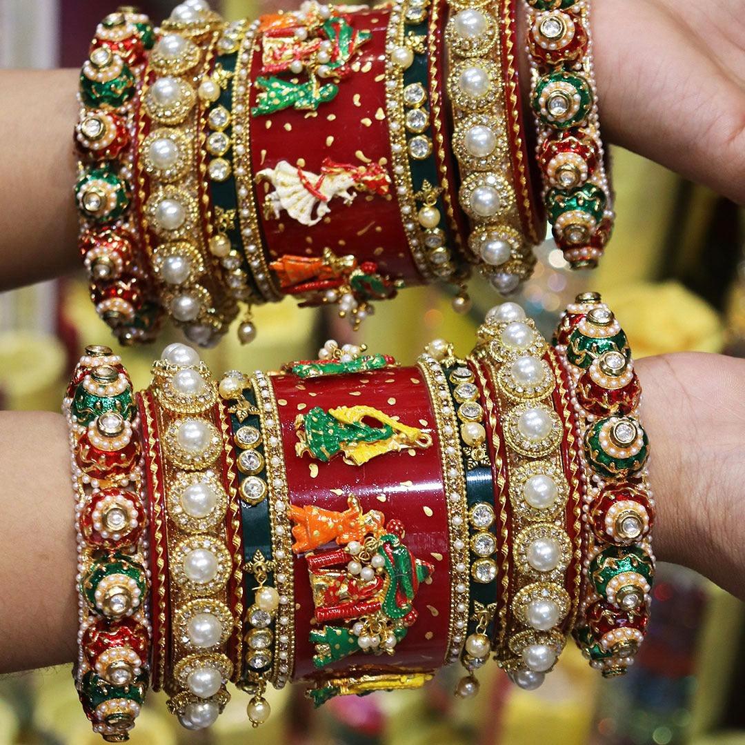 Ad Bridal Chura. Punjabi Traditional Chuda. Wedding Bangles Traditional Indian selling Bangles Punjabi Chura | Kundan Bridal Chura | Chura Bangles