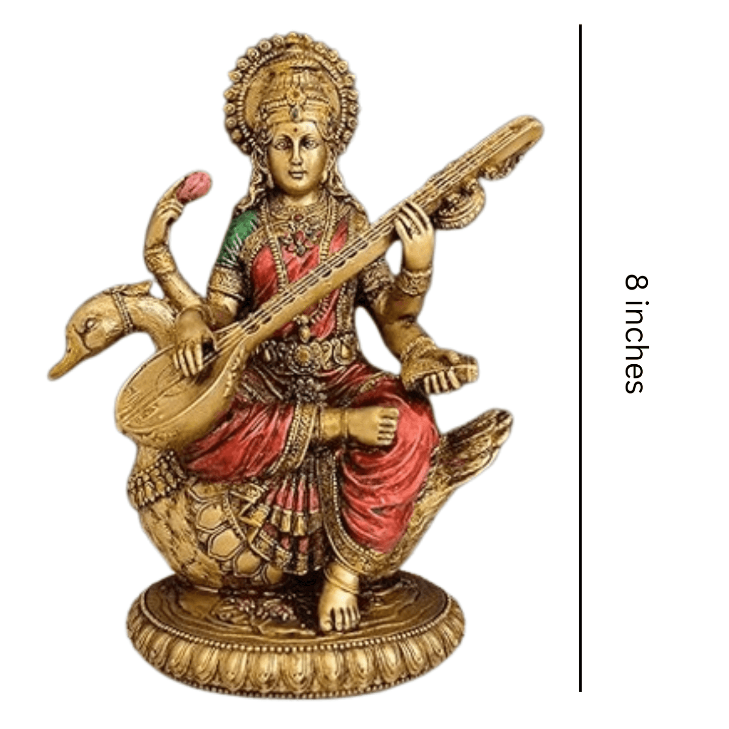 Goddess Saraswati Idol Hindu Goddess Saraswati Maa Decorative Showpiece 8 inches - JAI HO INDIA
