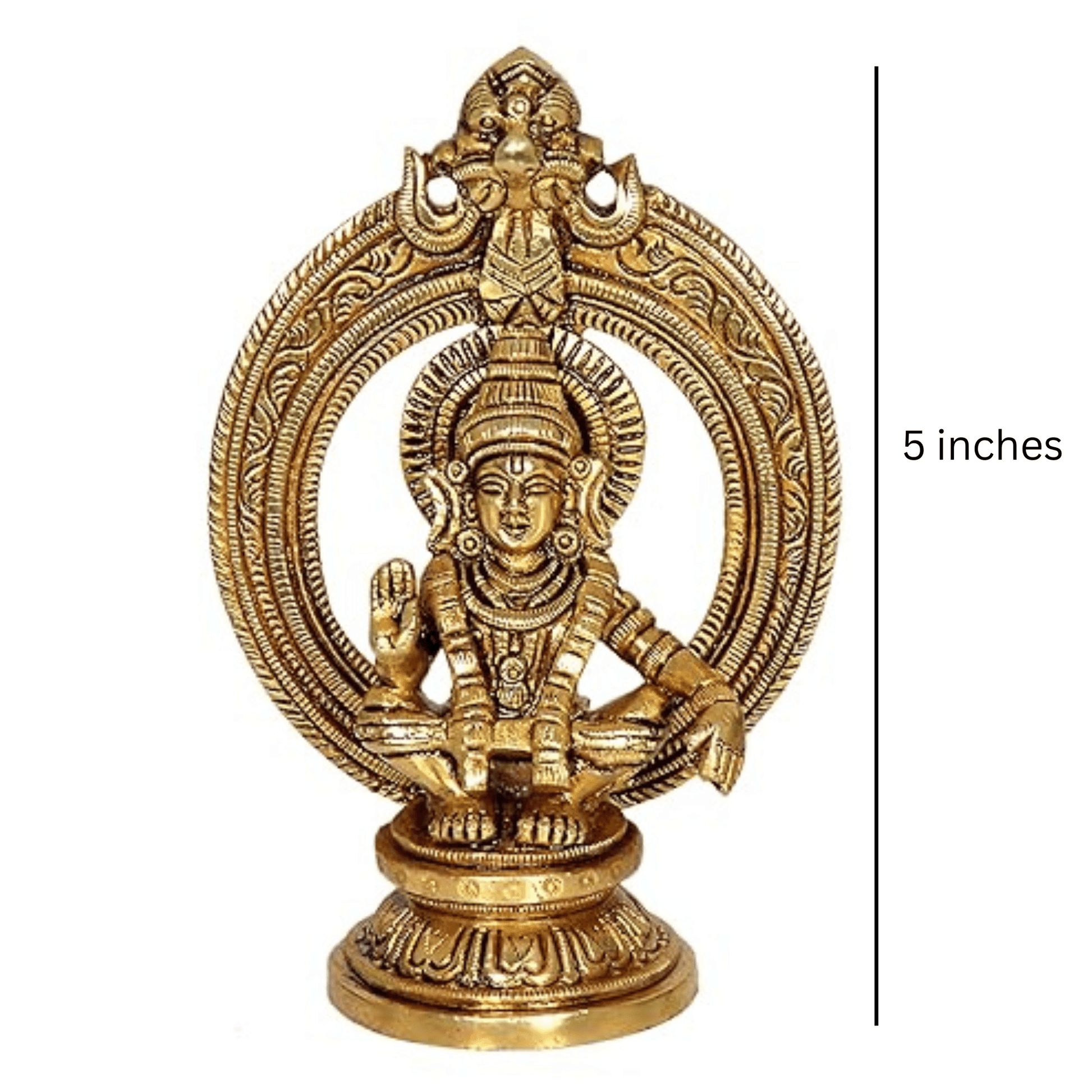 Brass Ayappa Swamy Statue Lord Ayyappan Idol 5 inches - JAI HO INDIA