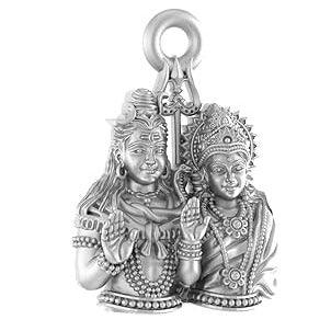 Lord Shiva And Goddess Parvati Sterling Silver Pendant - JAI HO INDIA