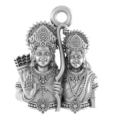 Shree Ram And Maa Sita Sterling Silver Pendant - JAI HO INDIA