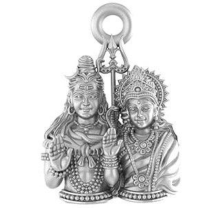Lord Shiva And Goddess Parvati Sterling Silver Pendant - JAI HO INDIA