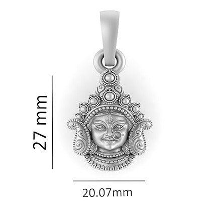 Goddess Durga Maa On Lion Sterling Silver Pendant - JAI HO INDIA