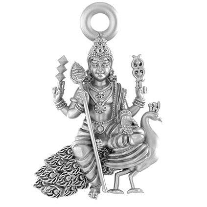 God Kartikeya Sterling Silver Pendant - JAI HO INDIA