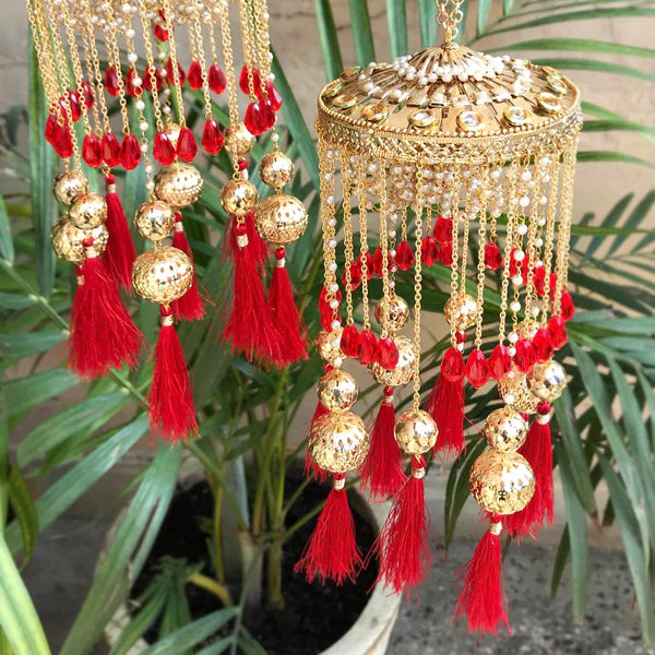 Traditional Red Bridal Kaleera With Tassels