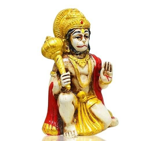 Blessing Lord Hanuman Idol For Car Dashboard In Resin Marble 2 inches Hanuman Statue - JAI HO INDIA