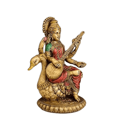 Goddess Saraswati Idol Hindu Goddess Saraswati Maa Decorative Showpiece 8 inches - JAI HO INDIA