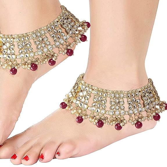 Maroon Bridal Anklets Payal For Wedding