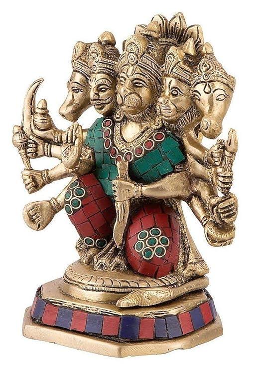 Brass Panchmukhi Hanuman Idol 7 inches Five Face Hanuman Statue 2 Kgs - JAI HO INDIA