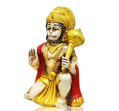 Blessing Lord Hanuman Idol For Car Dashboard In Resin Marble 2 inches Hanuman Statue - JAI HO INDIA