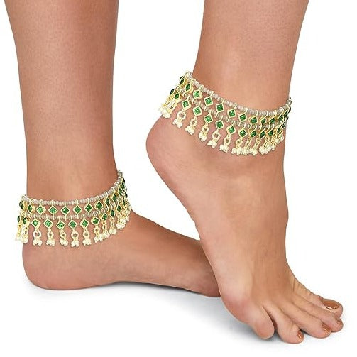 Beautiful Green Bridal Anklets For Wedding