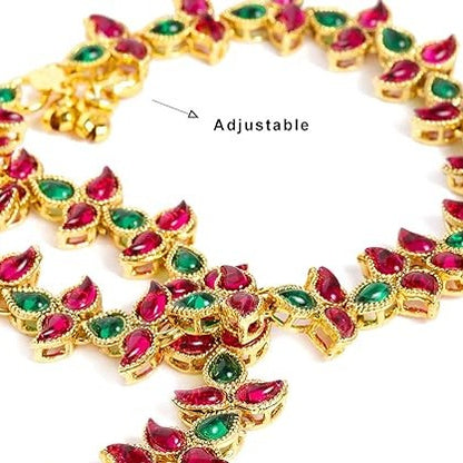 Elegant Red Green Bridal Anklets For Wedding