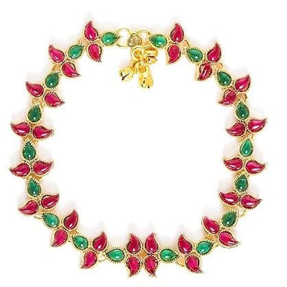 Elegant Red Green Bridal Anklets For Wedding