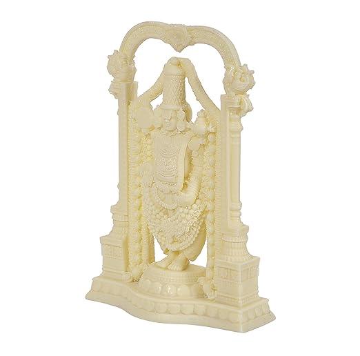 Tirupati Balaji Statue In White Balaji Idol Decorative Showpiece 8.2 inches - JAI HO INDIA