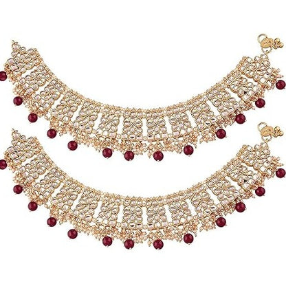 Maroon Bridal Anklets Payal For Wedding