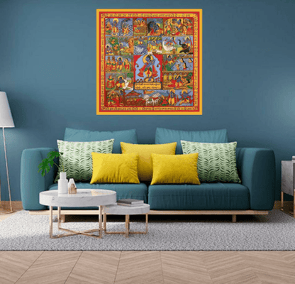 Krishna Lila Original Painting Canvas Print By Poonam Deepak Wadhawan - JAI HO INDIA