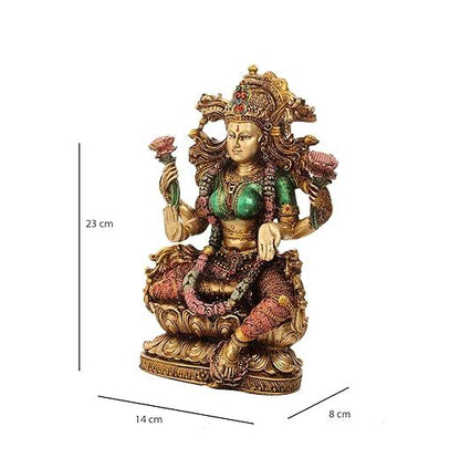 Goddess Laxmi Idol Copper Finish Hindu Goddess Lakshmi Decorative Showpiece 9 inches - JAI HO INDIA