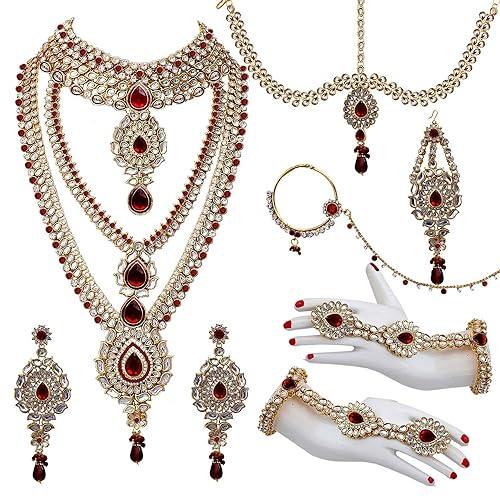 Maroon Full Bridal Jewelry Set For Indian Wedding - JAI HO INDIA