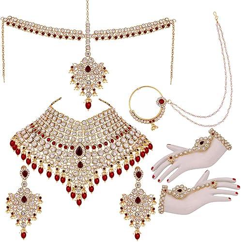 Maroon Full Bridal Jewelry Set For Indian Wedding - JAI HO INDIA